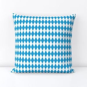 Oktoberfest Bavarian Blue and White Small Diagonal Diamond Pattern Decor Collection Design Collection blue diamonds throw pillow design