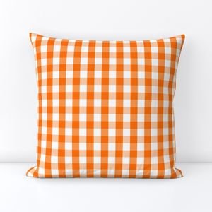 Small Pumpkin Orange and White Gingham Check Pattern Design Collection Home Styling Collection pumpkin orange check throw pillow design