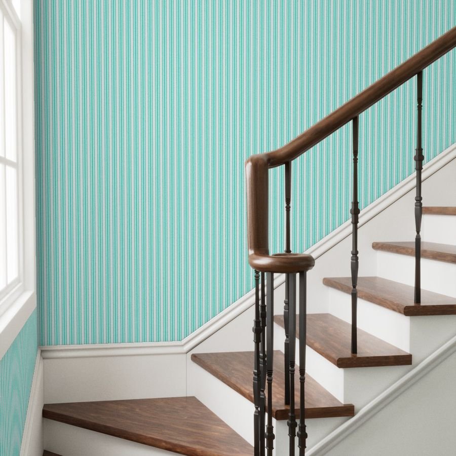 Trendy Large Aqua Gift Box Pastel Aqua French Mattress Ticking Double Wallpaper gift box and white wallpaper
