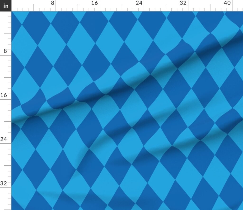 Oktoberfest 5 inch Bavarian Beer House Blue and Dark Blue Large Fabric design
