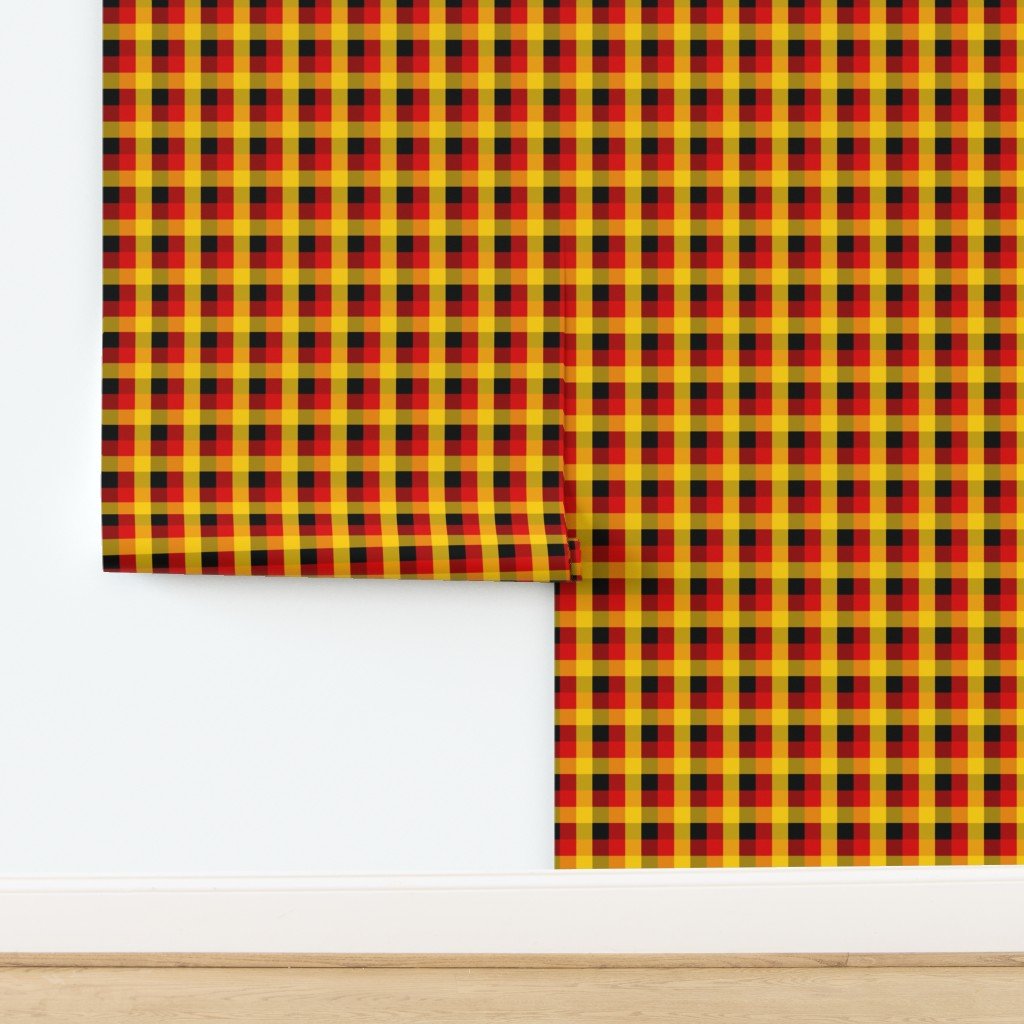 German Flag Colors Red Gold and Black Large 1 Inch Gingham Check Wallpaper design