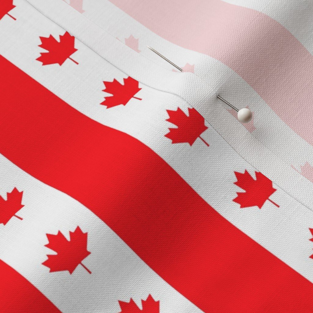 Canadian Flag Colors Red White and Maple Leaves 1 Inch Vertical Fabric canadian flag fabric