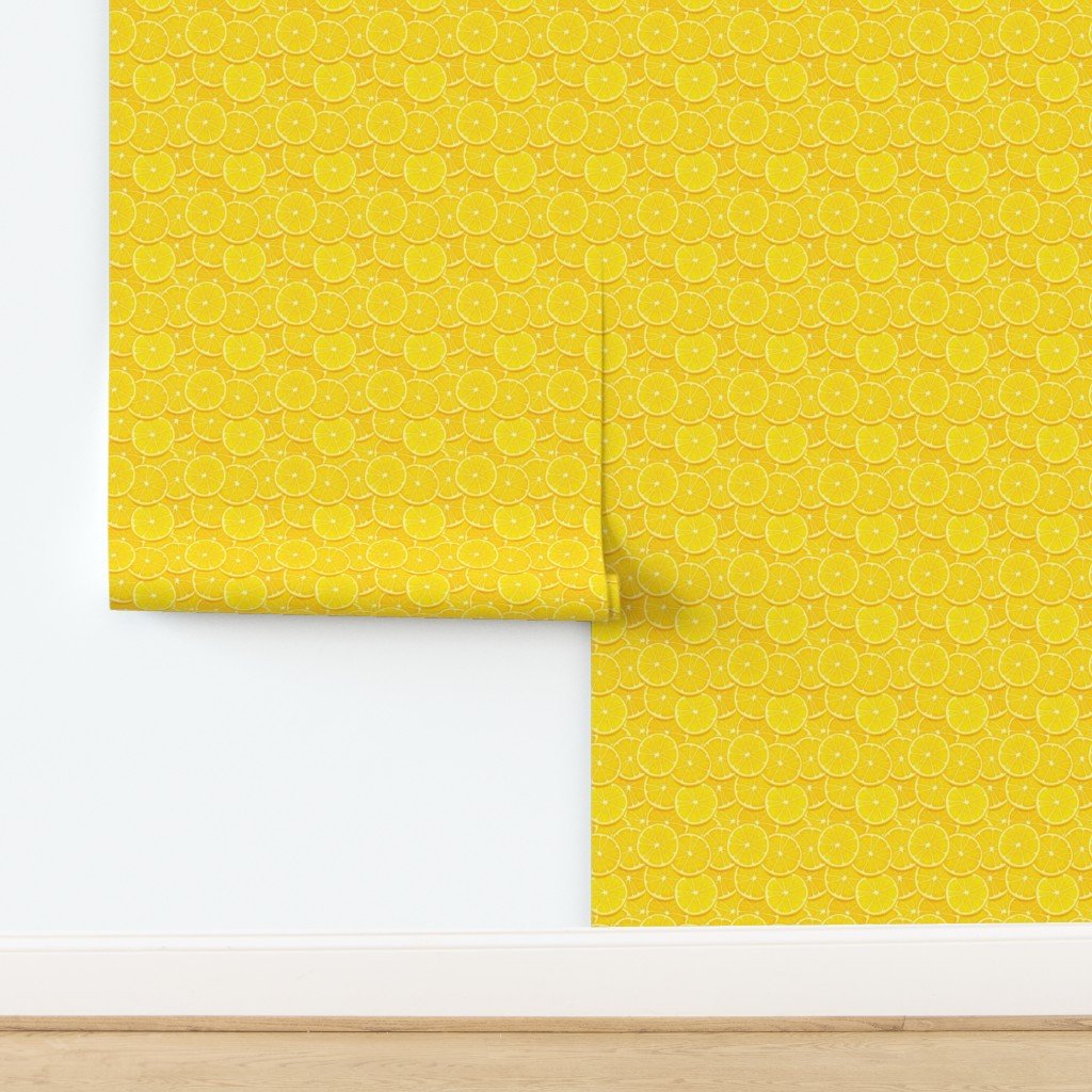 Lemon Citrus 3 inch Fruit Slices in a Zesty Repeat Pattern Home Decor Collection design