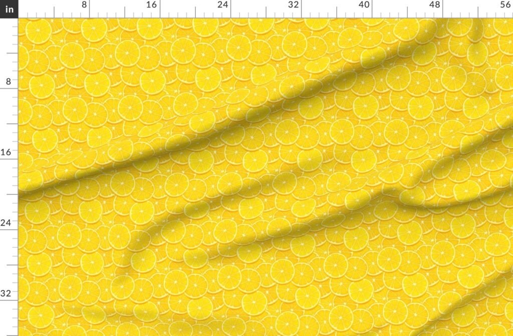 Lemon Citrus 3 inch Fruit Slices in a Zesty Repeat Pattern Fabric design