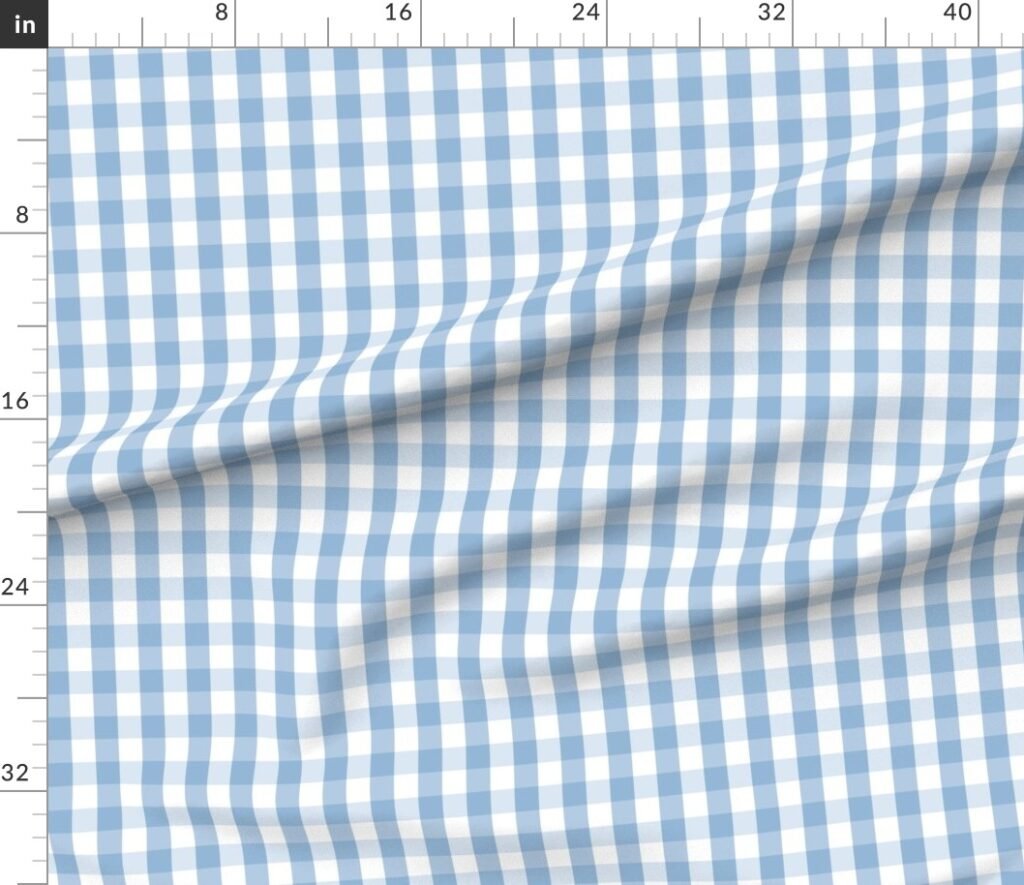1 inch Airy Blue Gingham Check Fabric design