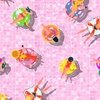 Pink Summer Pool Party with Ring Floats and Swimmers