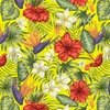 Citrus Yellow Hawaiian Birds of Paradise and Plumeria