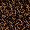 Small Bright Orange Dancing Halloween Skeletons Scattered On Black