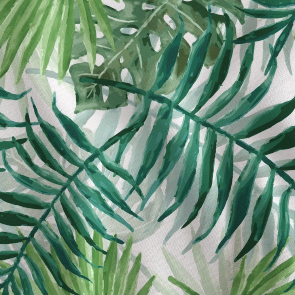 Large Green Fern Palm and Monstera Tropical Plants Fabric bright green fabric