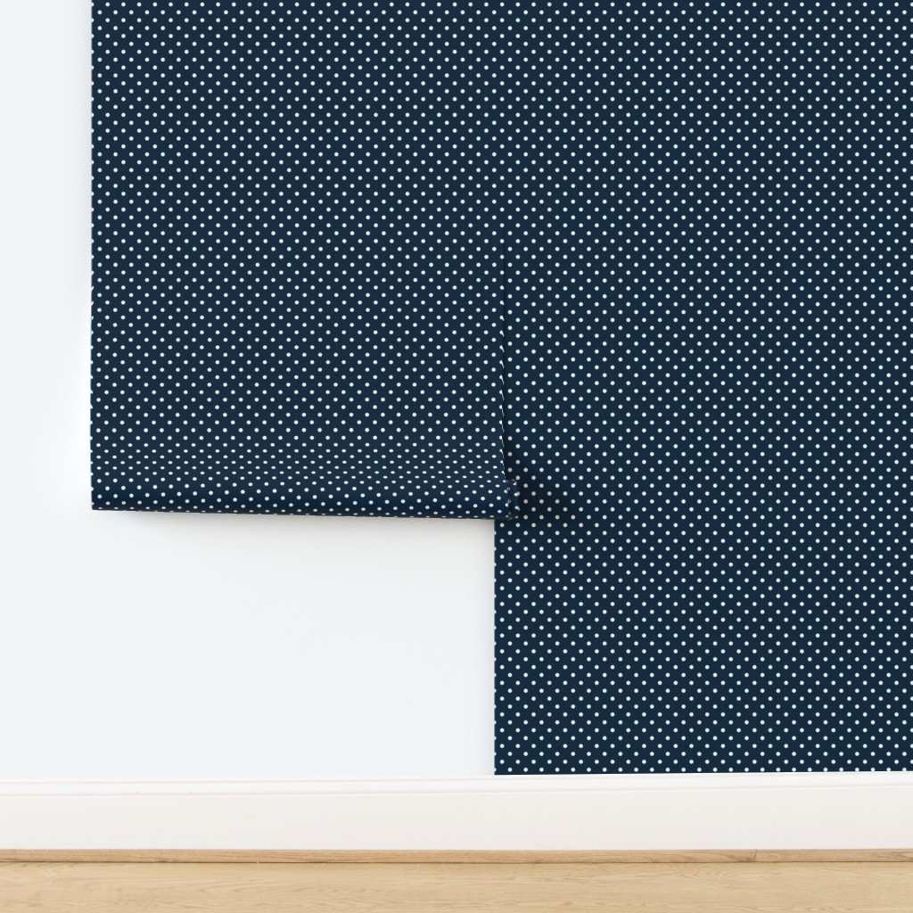 1/4 inch Classic White Polkadots on Navy Blue Wallpaper design