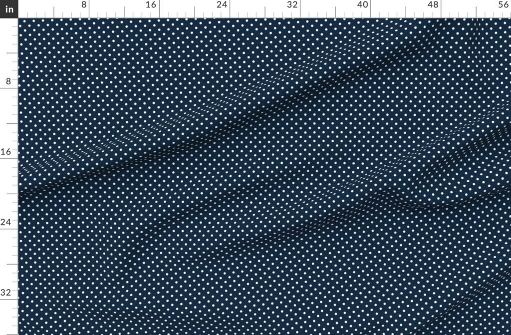 1/4 inch Classic White Polkadots on Navy Blue Fabric design