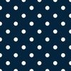 1 inch Classic Navy Blue Polkadots on White