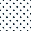 1 inch Classic Navy Blue Polkadots on White