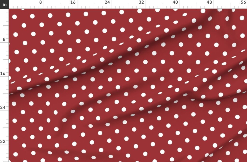 1 inch Classic White Polkadots on Lava Falls Red Fabric design
