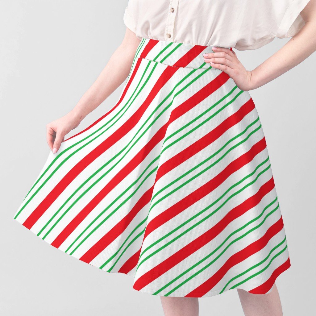 Large Classic Red Green Diagonal Christmas Candy Stripes Fabric candy cane fabric