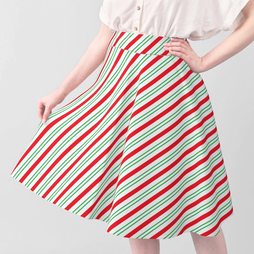 Red and Green Diagonal Christmas Candy Stripes Fabric candy cane fabric