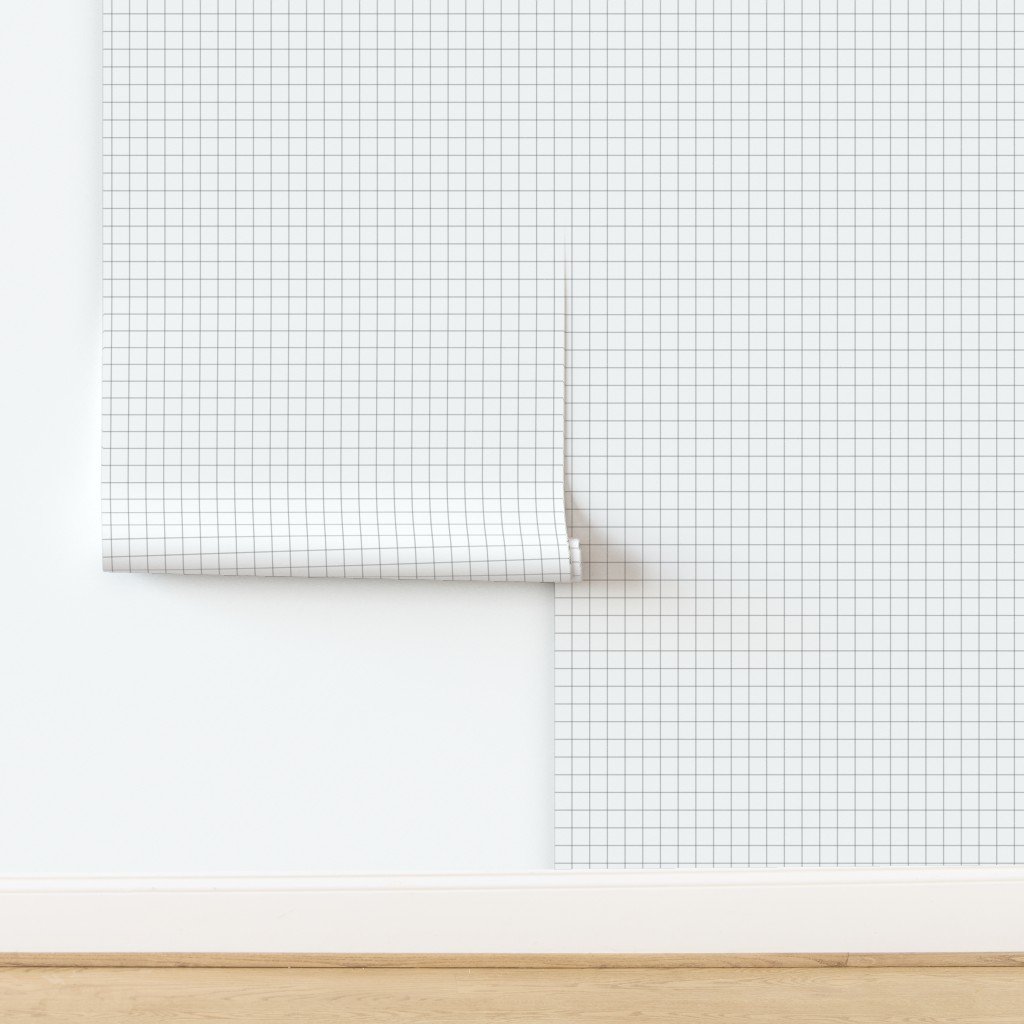 1 inch Black Grid Lines on White Wallpaper design