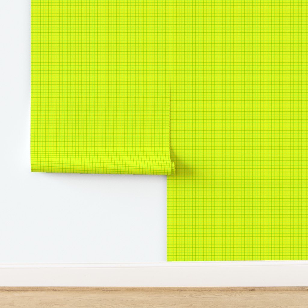 Green on Yellow on Lemon and Lime Grid 1/2 inch Wallpaper design