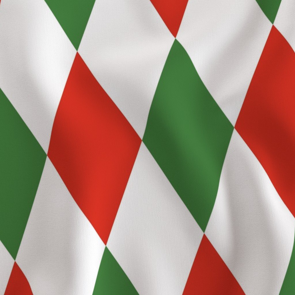 Jumbo Red Green Christmas Harlequin Diamond Check Fabric christmas diamonds fabric