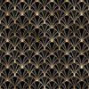 Crackled Black and Solid Black Scallop Shells in Black with Gold Art Deco