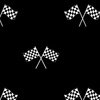 Small Black and White Classic Chequered Flags on Black