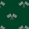 White Classic Chequered Flags on Racing Car Green