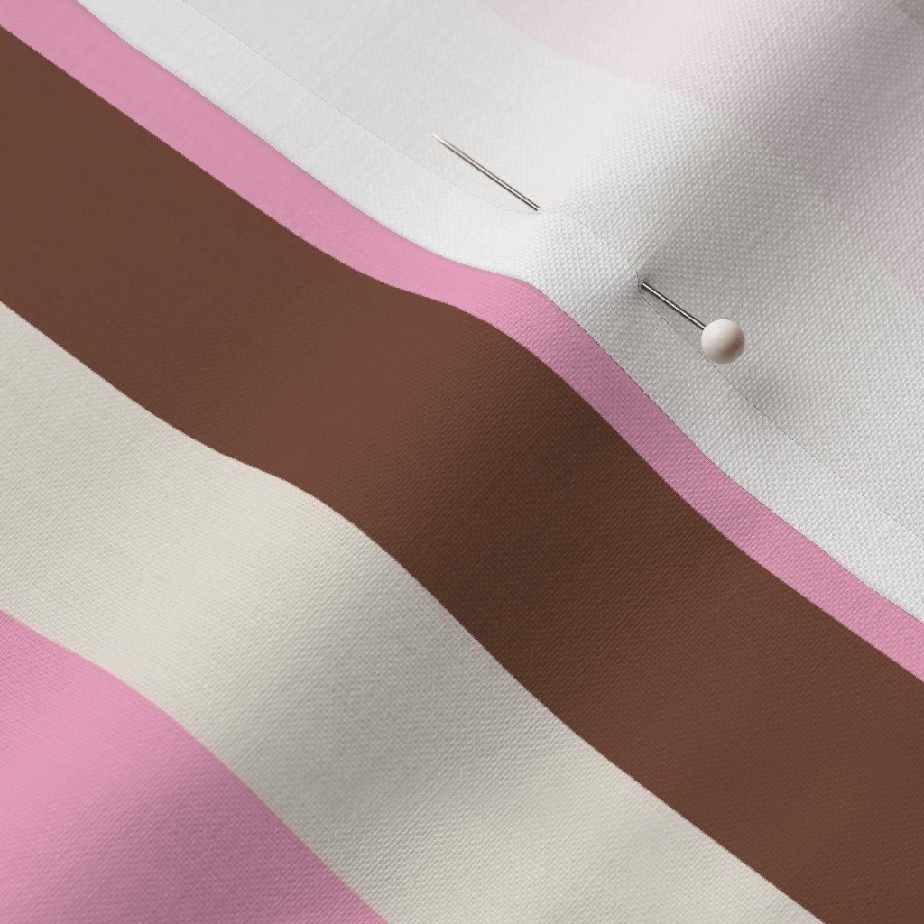 Vertical Vanilla Chocolate Strawberry Ice Cream Stripes 1 inch Fabric brown stripe fabric