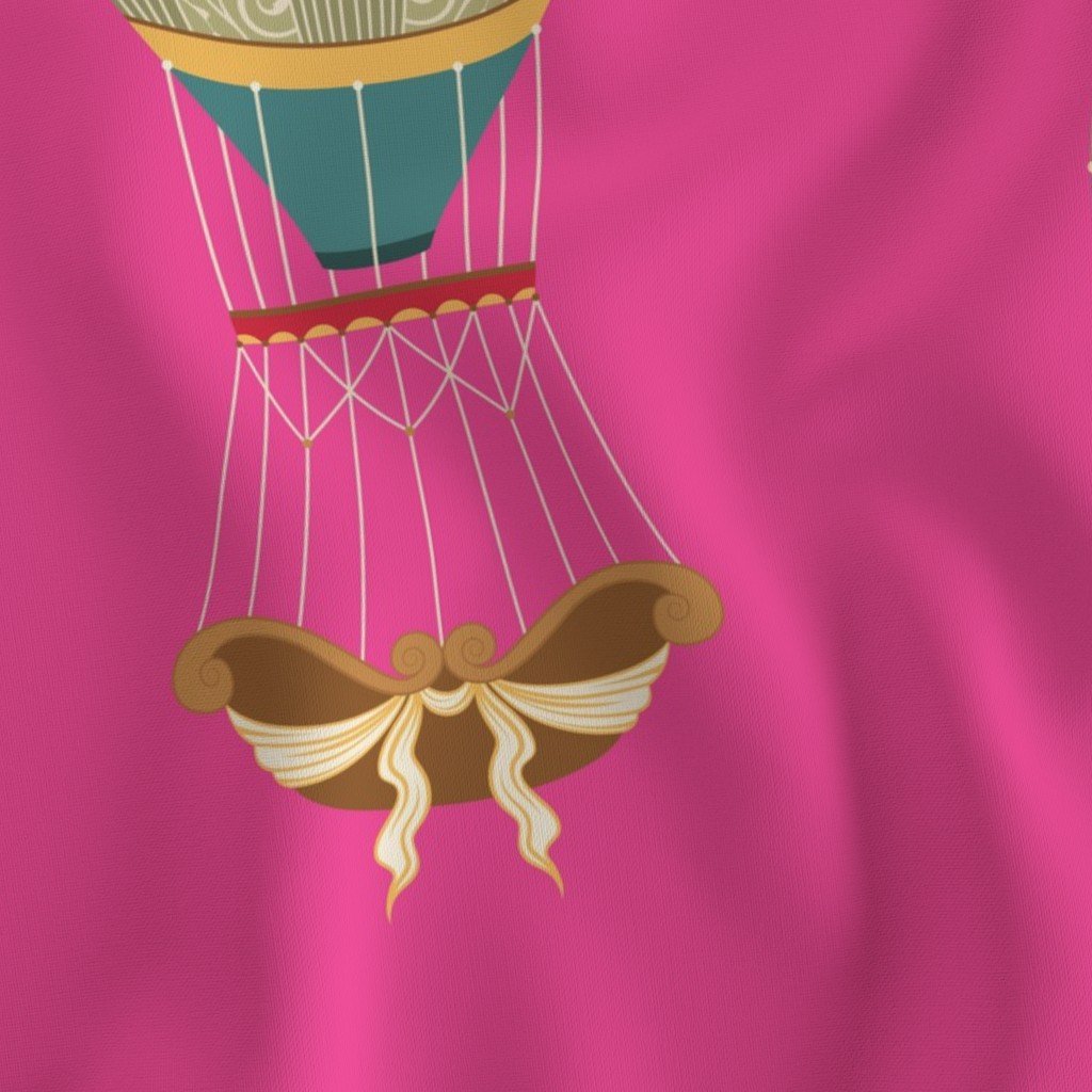 Huge Festooned Hot Air Balloons on Hot Pink Fabric hot air fabric
