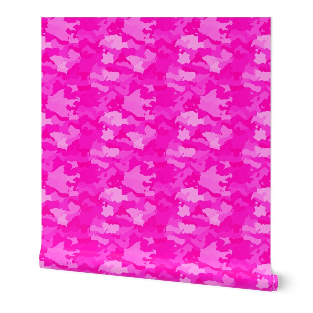 Hot Shocking Neon Pink Girlie Feminine Camo Camouflage Pattern Wallpaper pink camouflage wallpaper