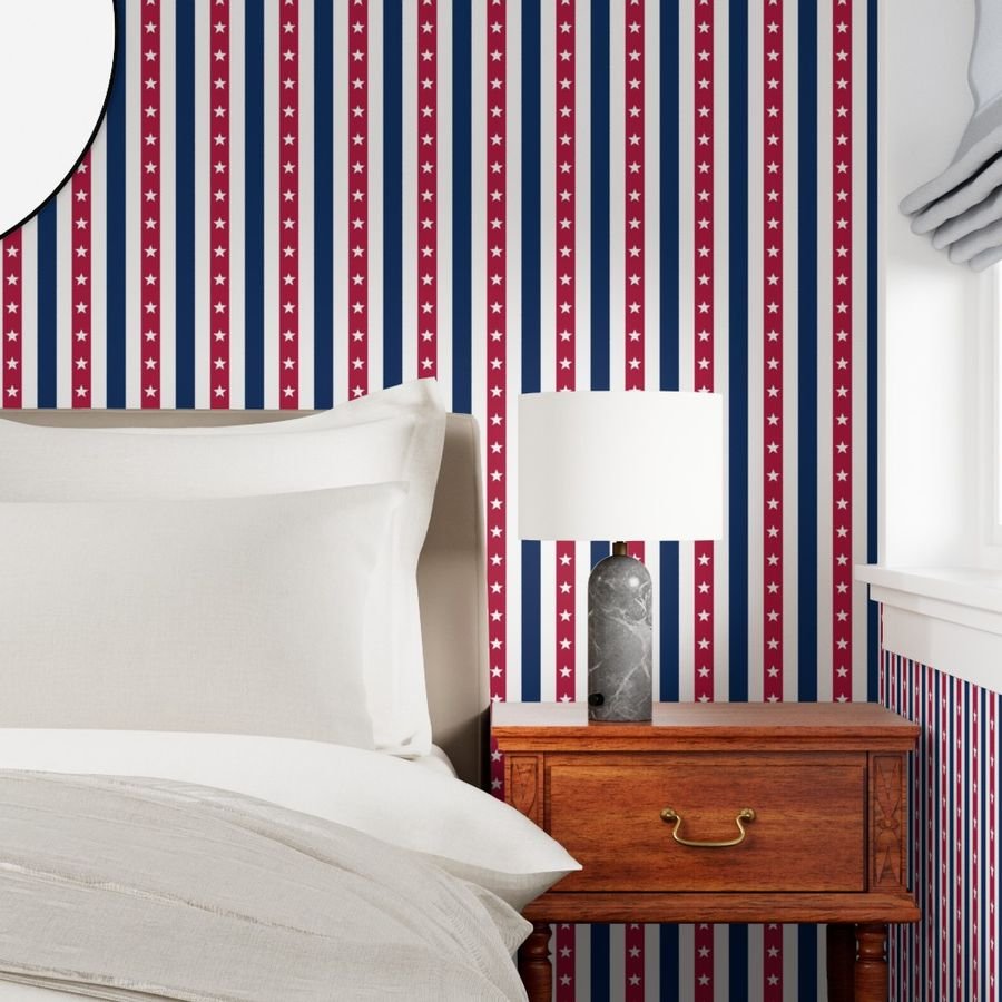 USA Flag Colors of Red White and Blue with Stars in Alternating 2 Inch Wallpaper flag colors wallpaper