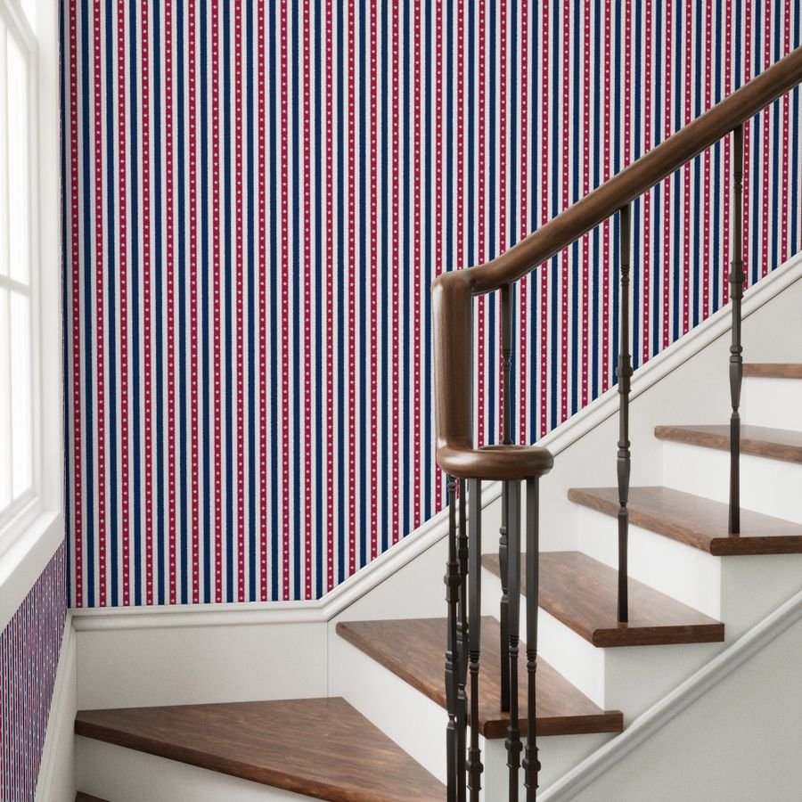 USA Flag Colors of Red White and Blue with Stars in Alternating 1 Inch Wallpaper flag colors wallpaper