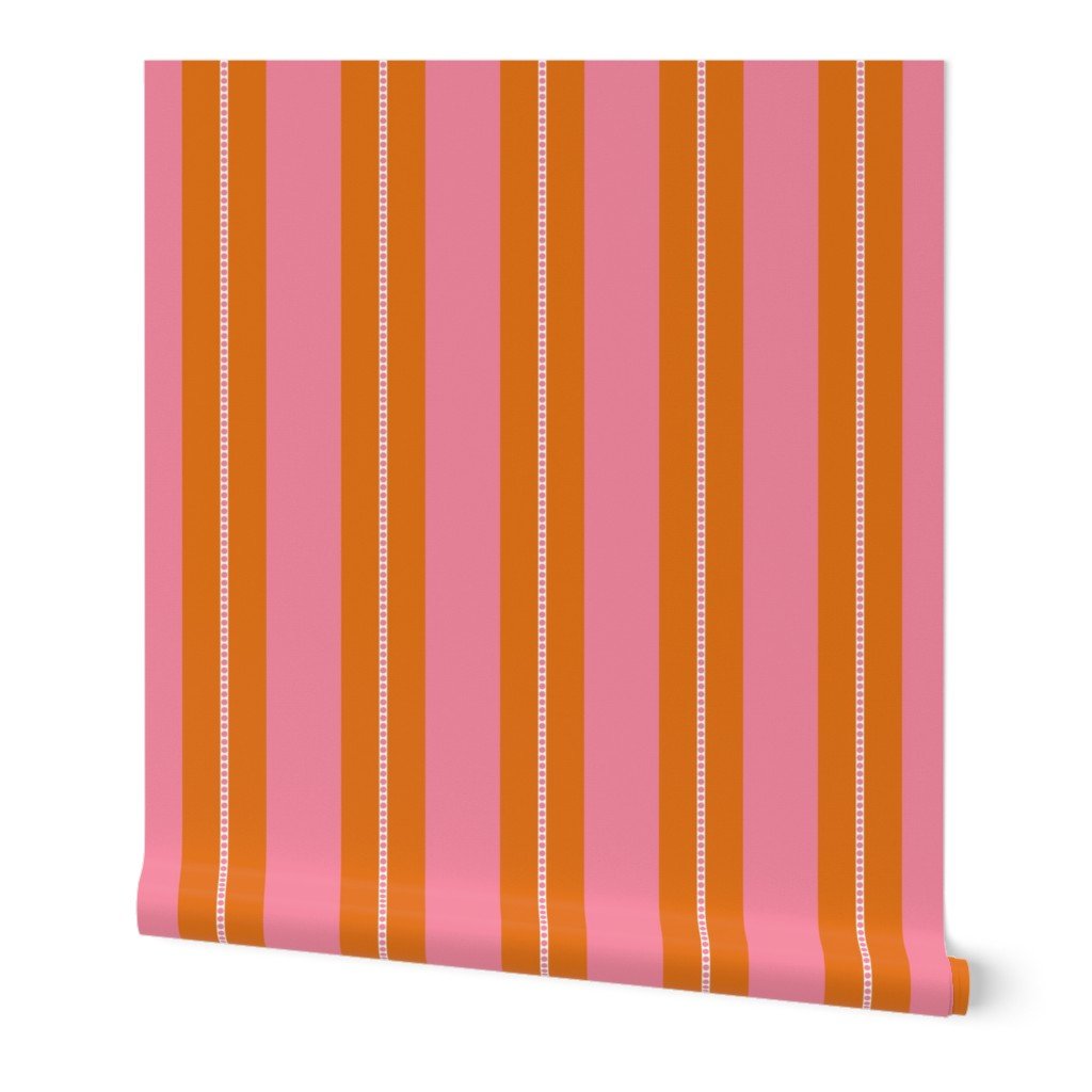 Pink and Burnt Orange Cabana Beach Bubble Stripes Wallpaper cabana beach wallpaper