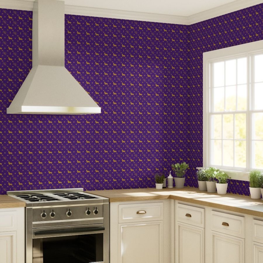 WKC Pembroke Corgis on Purple and Gold Wallpaper pembroke corgis wallpaper