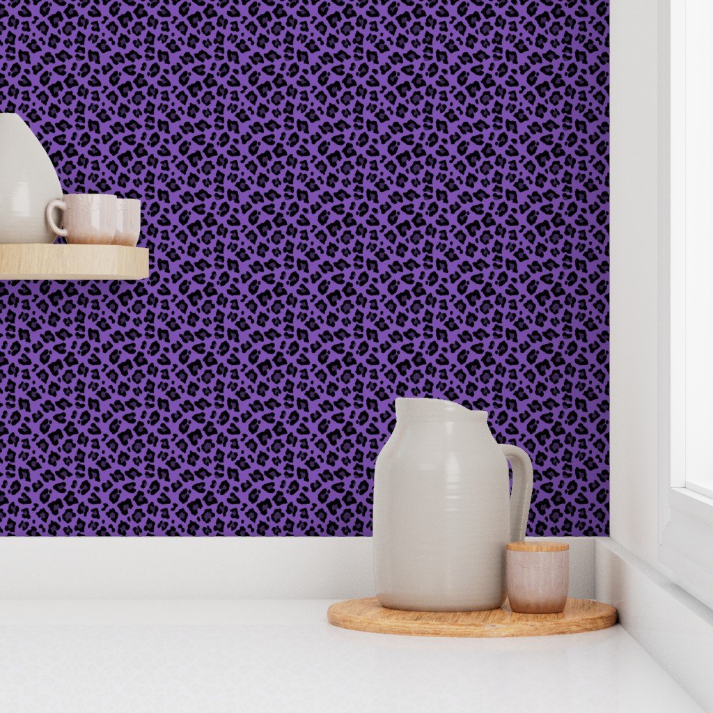 Leopard Spots Animal Repeat Pattern Print in Purple and Black Wallpaper purple and black wallpaper