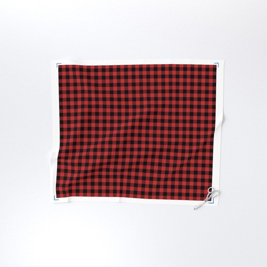 Christmas Holly Berry Red and Black Buffalo Check 1 inch Fabric holly red fabric