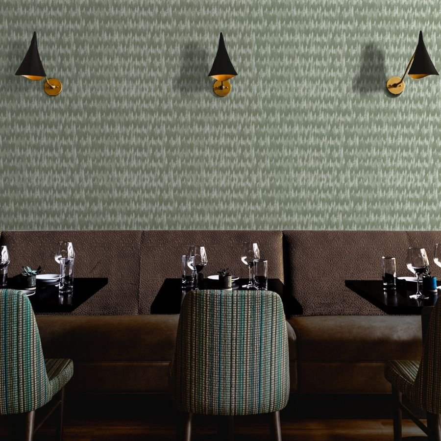 Endless Evergreen Forest with Fir Trees in Shades of Sage Green Wallpaper sage green evergreen wallpaper