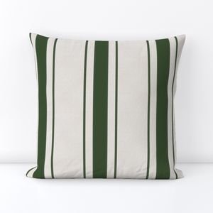 Forest Green Antique Vintage Mattress Ticking Stripe on Cream Decor Collection Home Decor Collection antique stripe throw pillow design