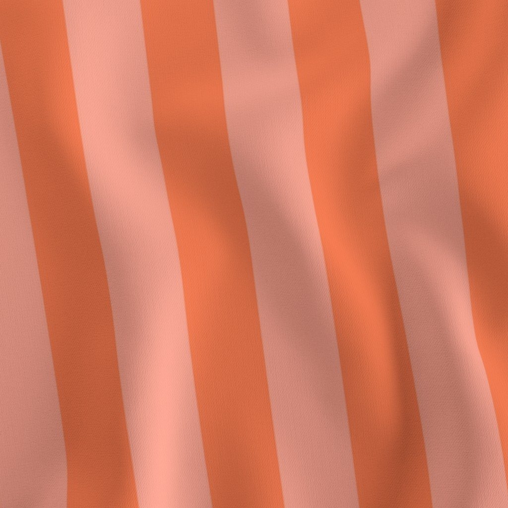 Sunset Coral and Tonal Coral 2 Inch Vertical Cabana Stripes Fabric tonal coral fabric
