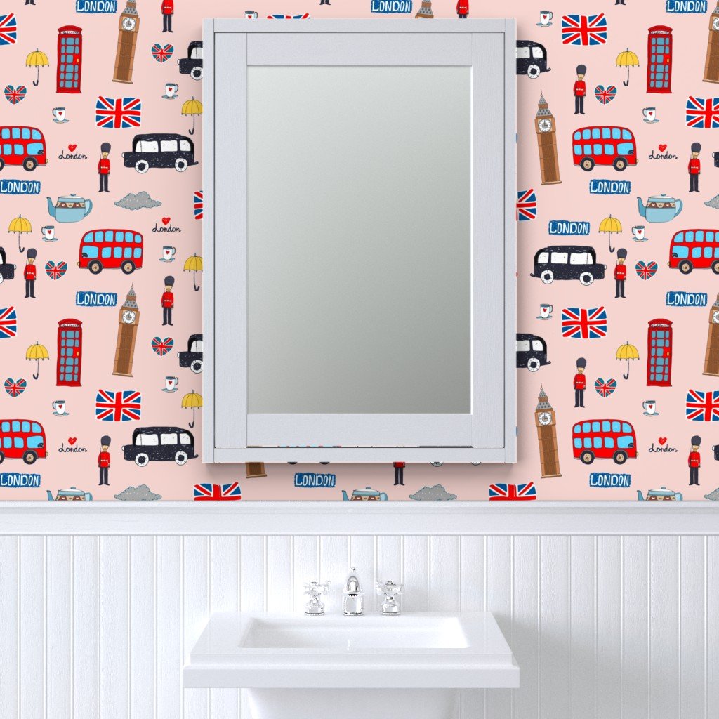 London England Handdrawn Motifs Big Ben Union Jack Palace Guard Wallpaper the queen wallpaper