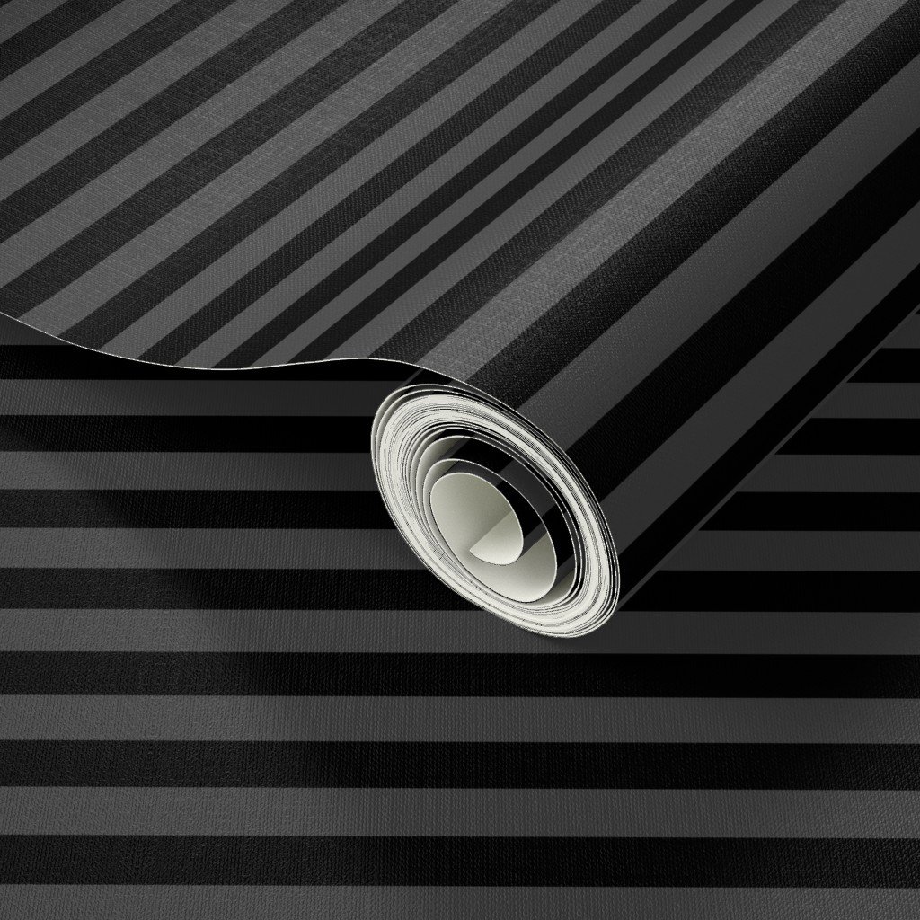 Halloween Holiday 1/2 inch Black and Shadow Grey Witch Stripes Wallpaper costume design wallpaper