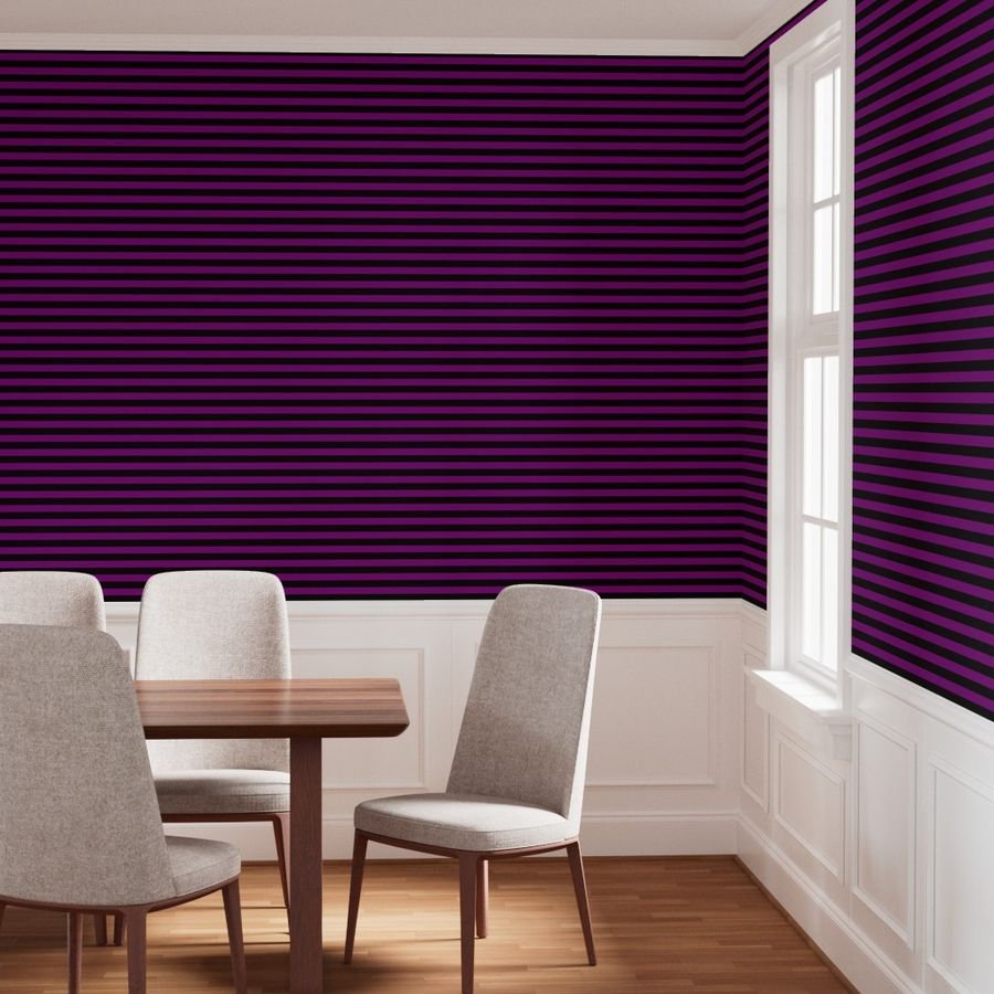 Halloween Holiday 1 inch Black and Zombie Purple Witch Stripes Wallpaper costume design wallpaper