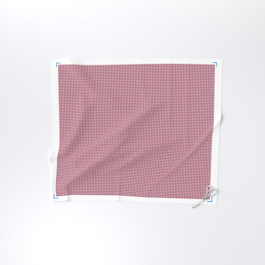 Small Burgundy Wine Red and White Hand Houndstooth Check Watercolor Fabric burgundy wine and wh fabric