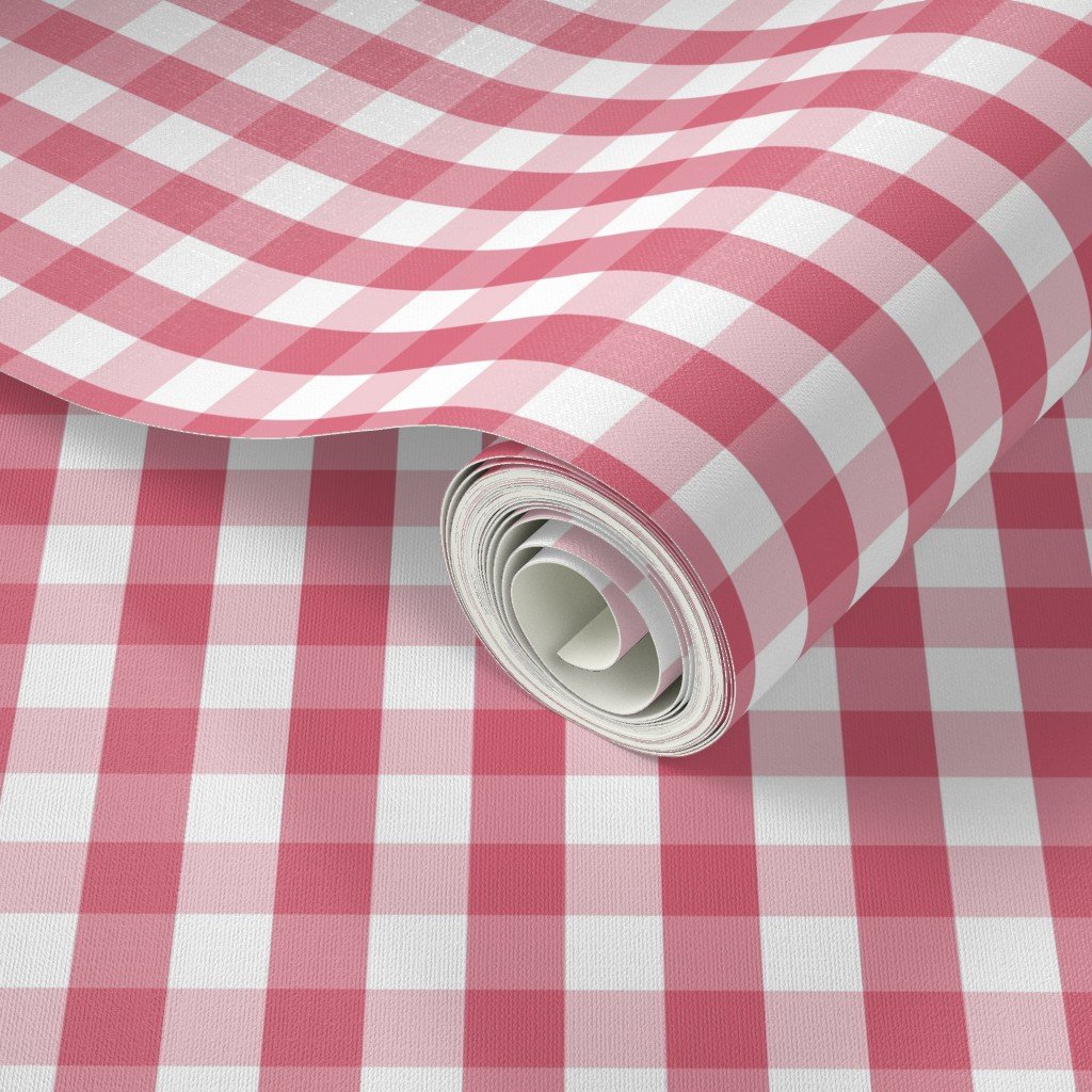 1 inch Nantucket Red Gingham Check Plaid Pattern Wallpaper nantucket reds wallpaper