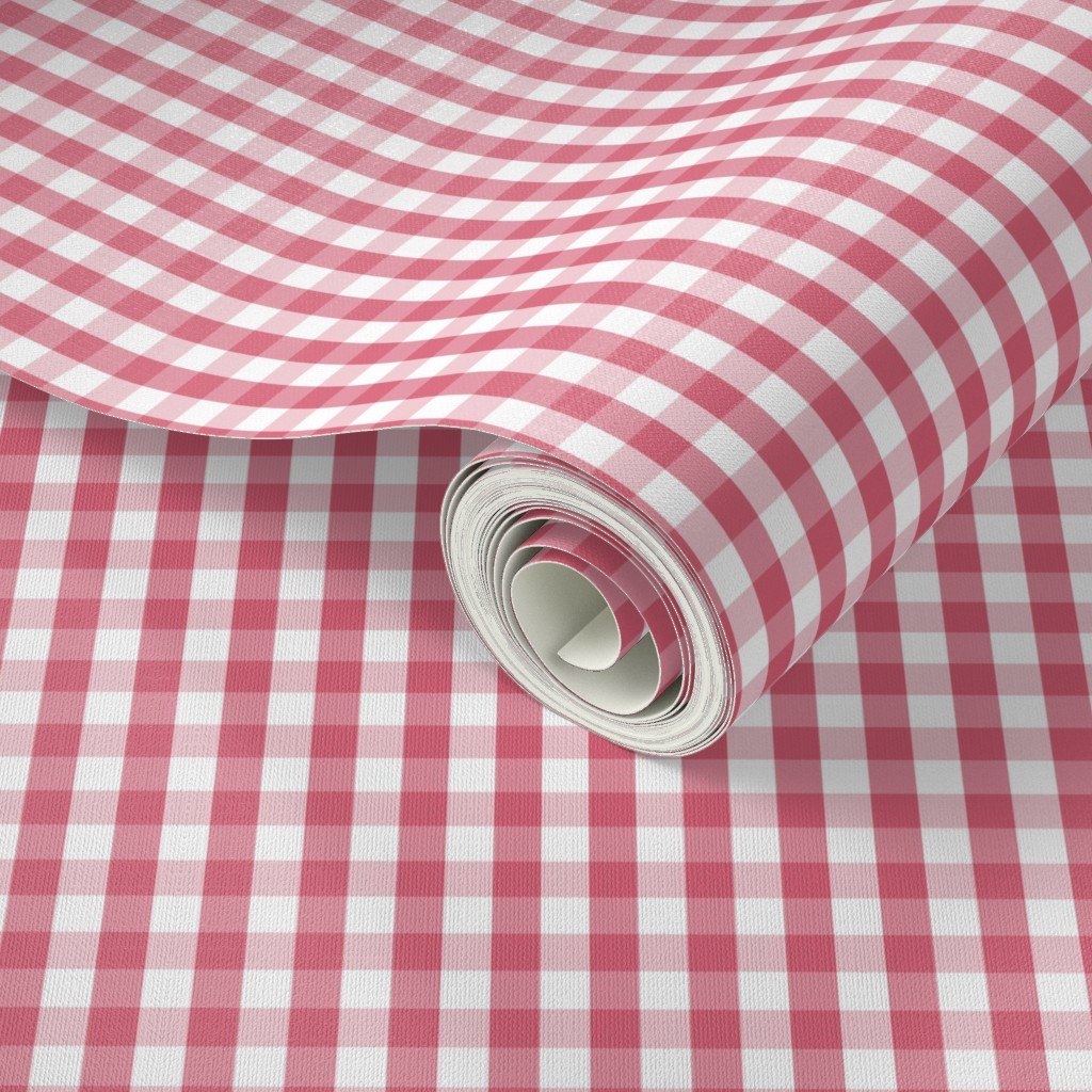 1/2 inch Nantucket Red Gingham Check Plaid Pattern Wallpaper nantucket reds wallpaper
