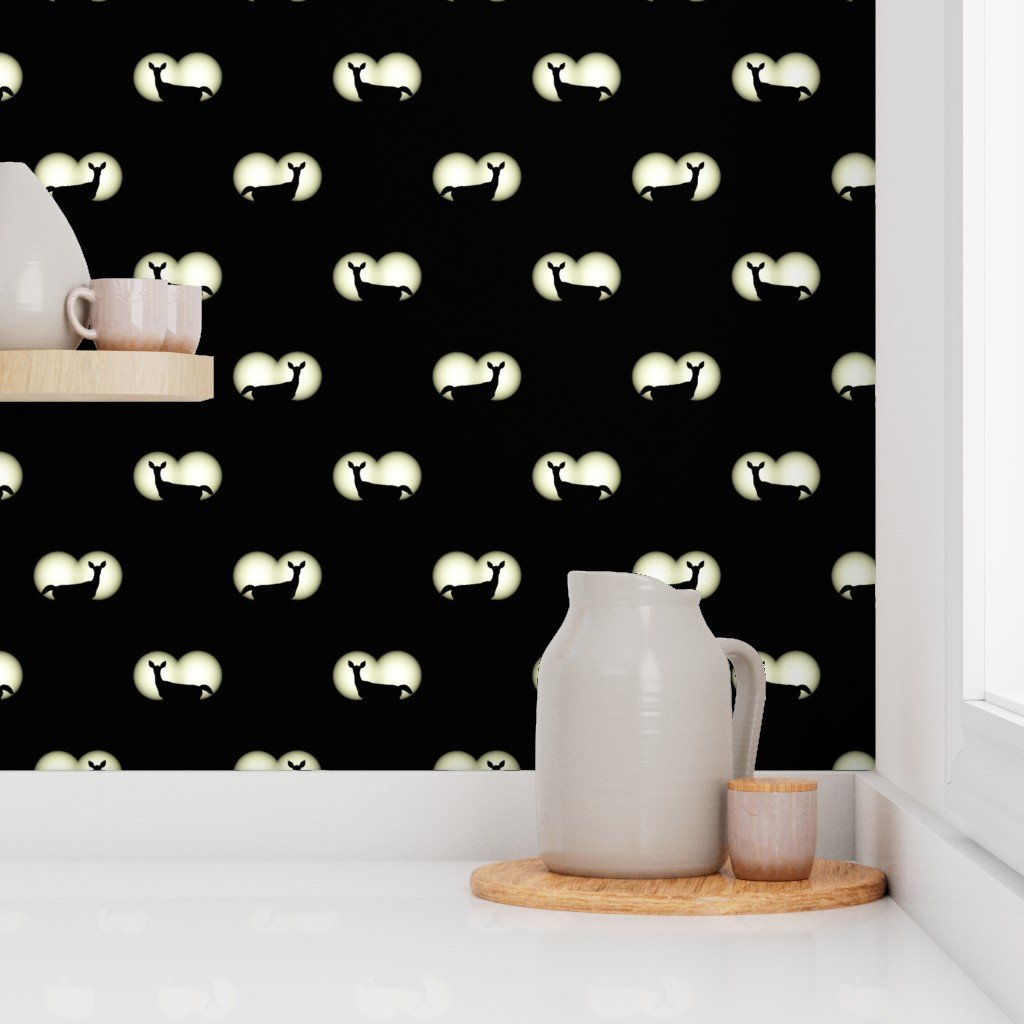 Deer Caught in Headlights Bright White- Bright Eyes in the Dark Wallpaper deer silhouette wallpaper