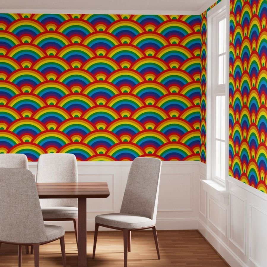 Kids Room Decor Bright Color Endless Rainbows Wallpaper rainbow pattern wallpaper