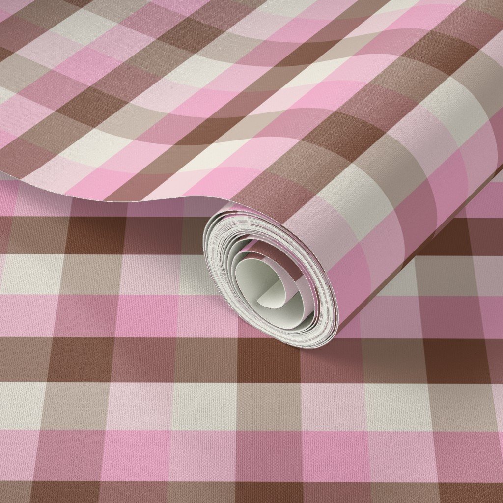 Vanilla Chocolate Strawberry Ice Cream Check 1 inch Wallpaper yellow check wallpaper