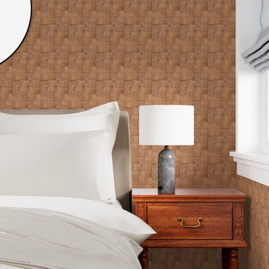 2 inch Uniform Wood Checkerboard Chess Pattern Wallpaper wood parquet wallpaper