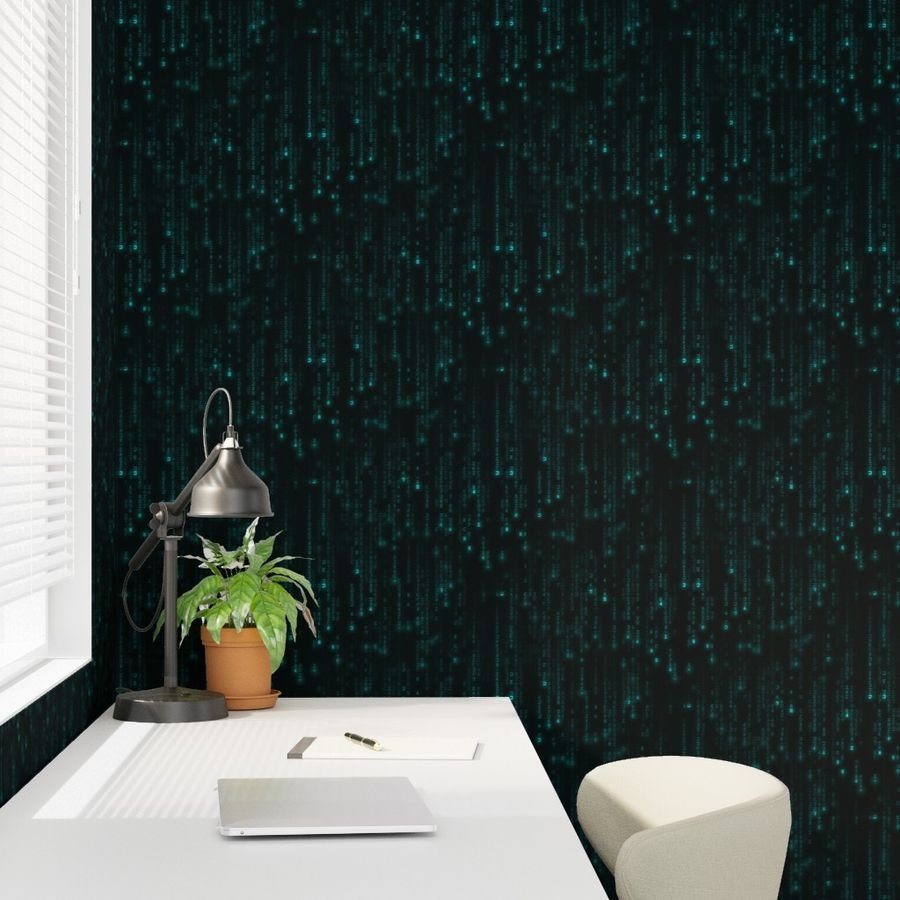 Neon Aqua Digital Rain Computer Code Wallpaper neon code wallpaper