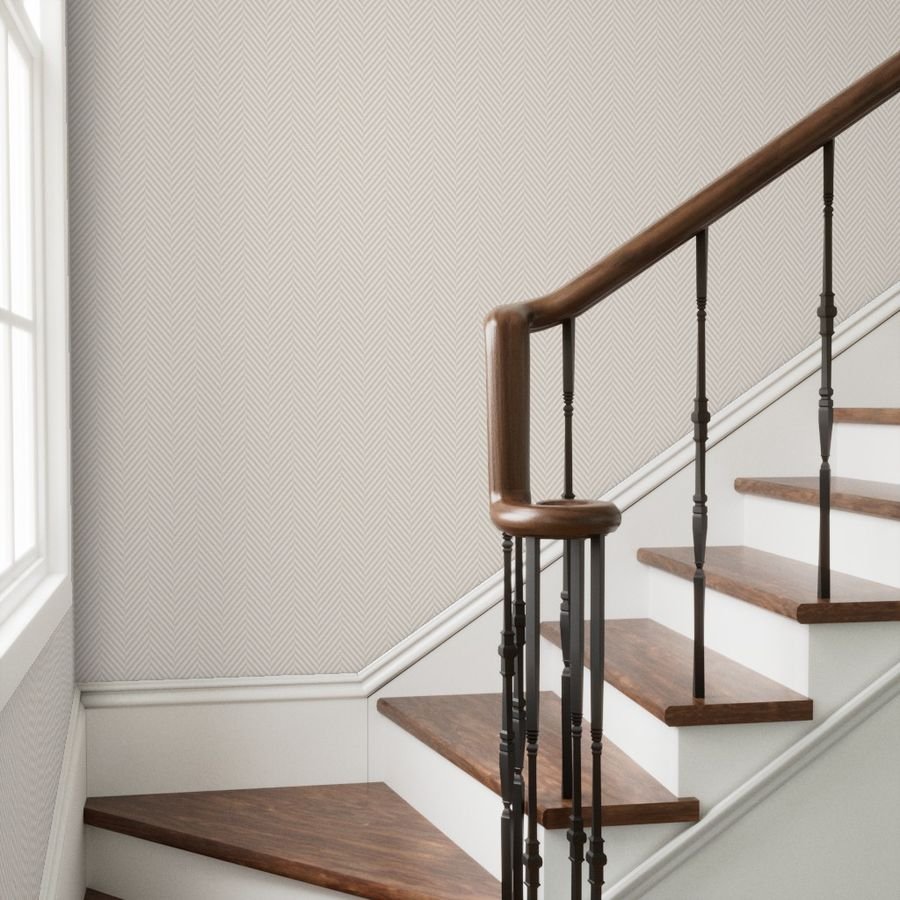 Natural and White Geometric Herringbone Pattern Wallpaper herringbone pattern wallpaper